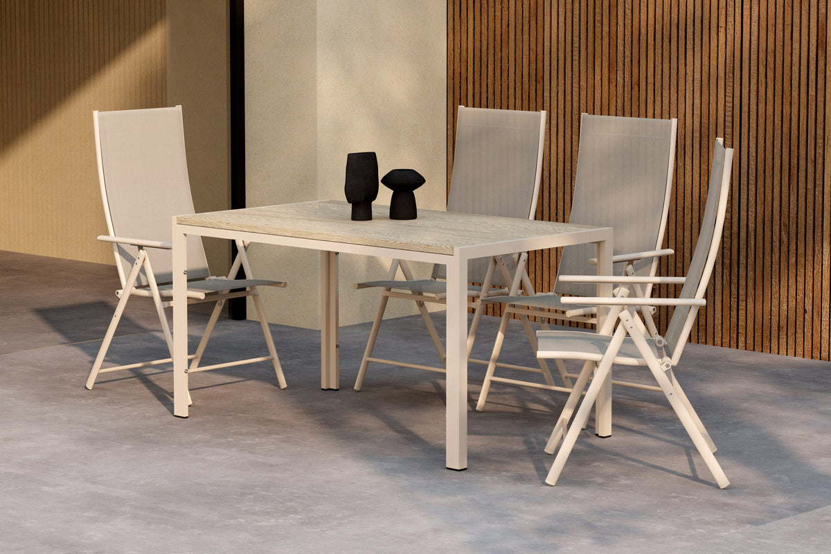 Venture Design Levanzo & Mirko Positionsstolar 2-pack Beige + Rektangulära Matbord 140 x 80 Beige