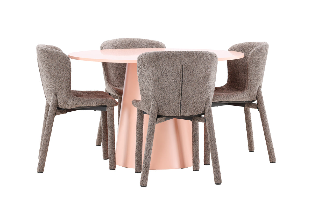 Venture Design Lanzo & Astoria Runda Matbord ⌀120 Persika + Matstolar 2-pack Brun