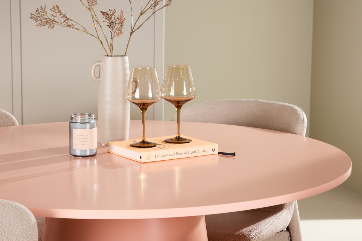 Venture Design Lanzo & Astoria Runda Matbord ⌀120 Persika + Matstolar 2-pack Beige