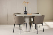 Venture Design Edina & Lanzo Matstolar 2-pack Brun + Runda Matbord ⌀120 Beige