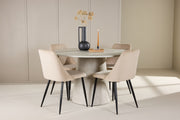 Venture Design Lanzo & Night Runda Matbord ⌀120 Beige + Matstolar 2-pack Beige