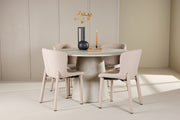 Venture Design Lanzo & Astoria Runda Matbord ⌀120 Beige + Matstolar 2-pack Beige