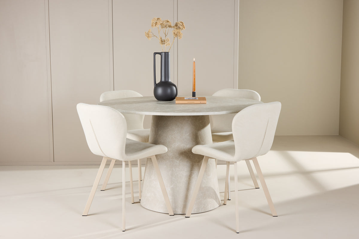 Venture Design Lanzo & Lilja Runda Matbord ⌀120 Beige + Matstolar 2-pack Beige