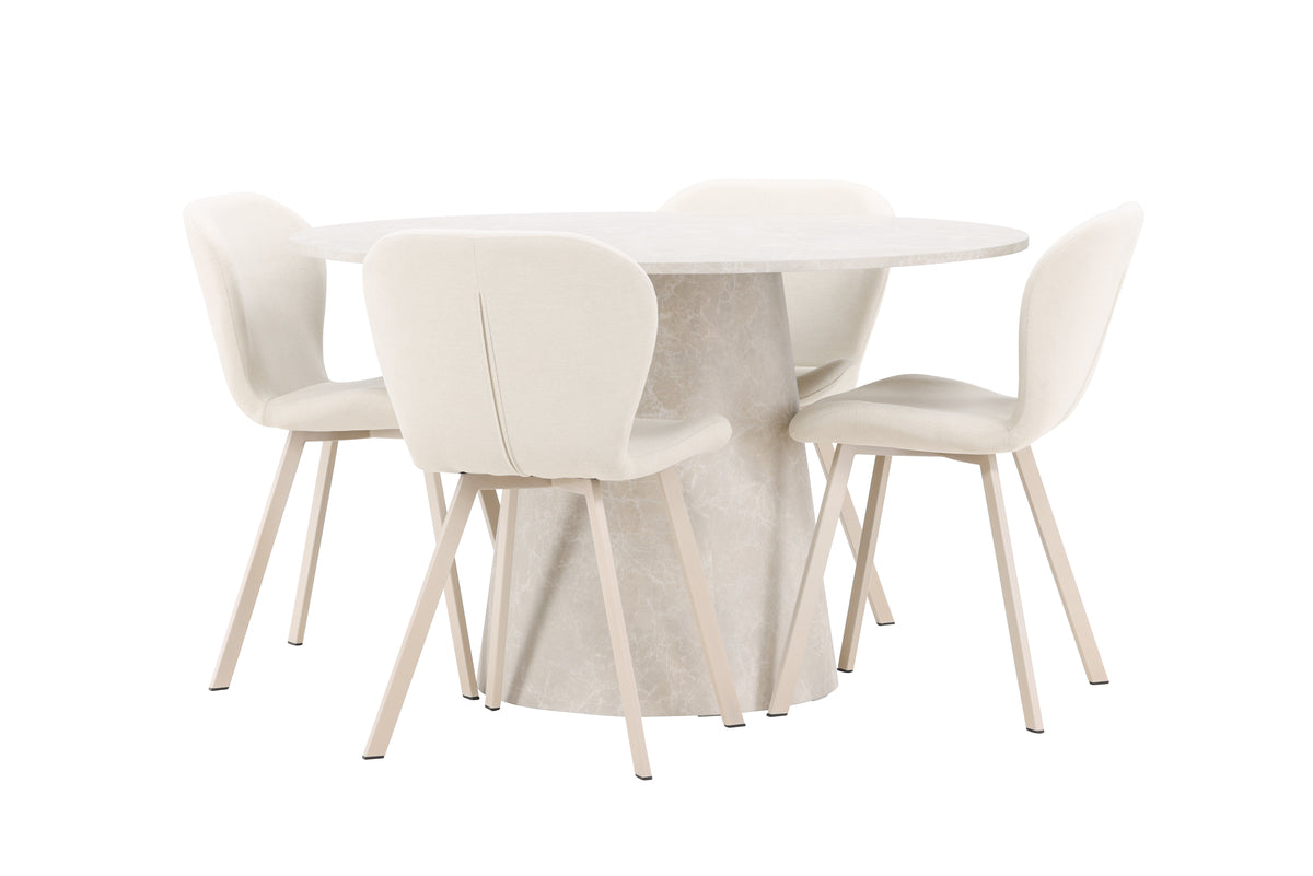 Venture Design Lanzo & Lilja Runda Matbord ⌀120 Beige + Matstolar 2-pack Beige