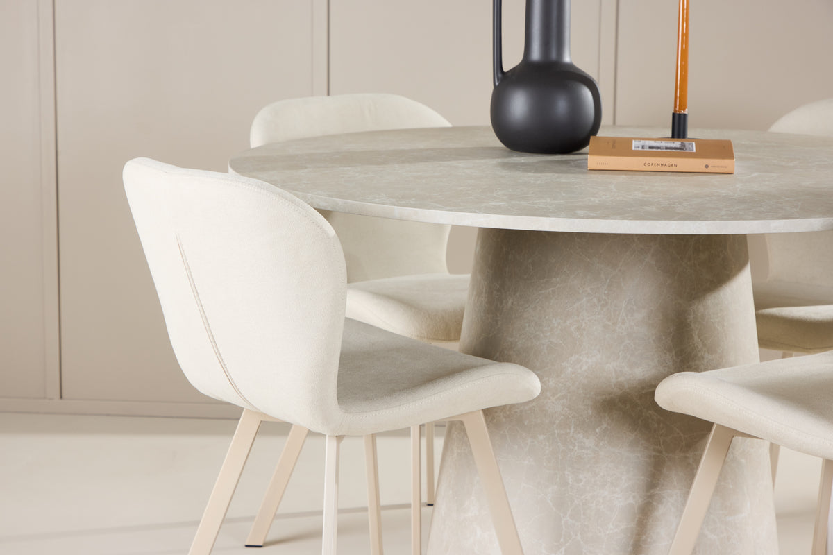 Venture Design Lanzo & Lilja Runda Matbord ⌀120 Beige + Matstolar 2-pack Beige