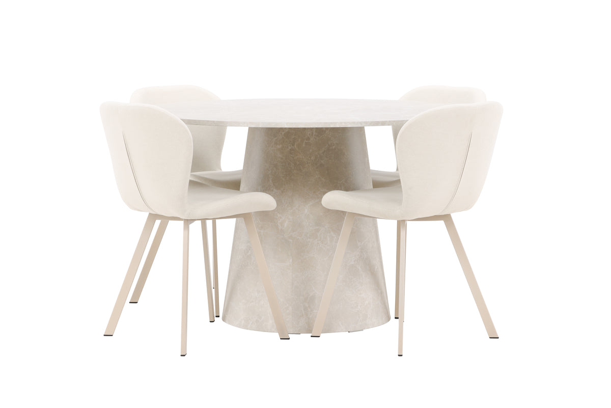 Venture Design Lanzo & Lilja Runda Matbord ⌀120 Beige + Matstolar 2-pack Beige
