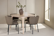Venture Design Edina & Flora Matstolar 2-pack Brun + Runda Matbord ⌀120 Vitputsad