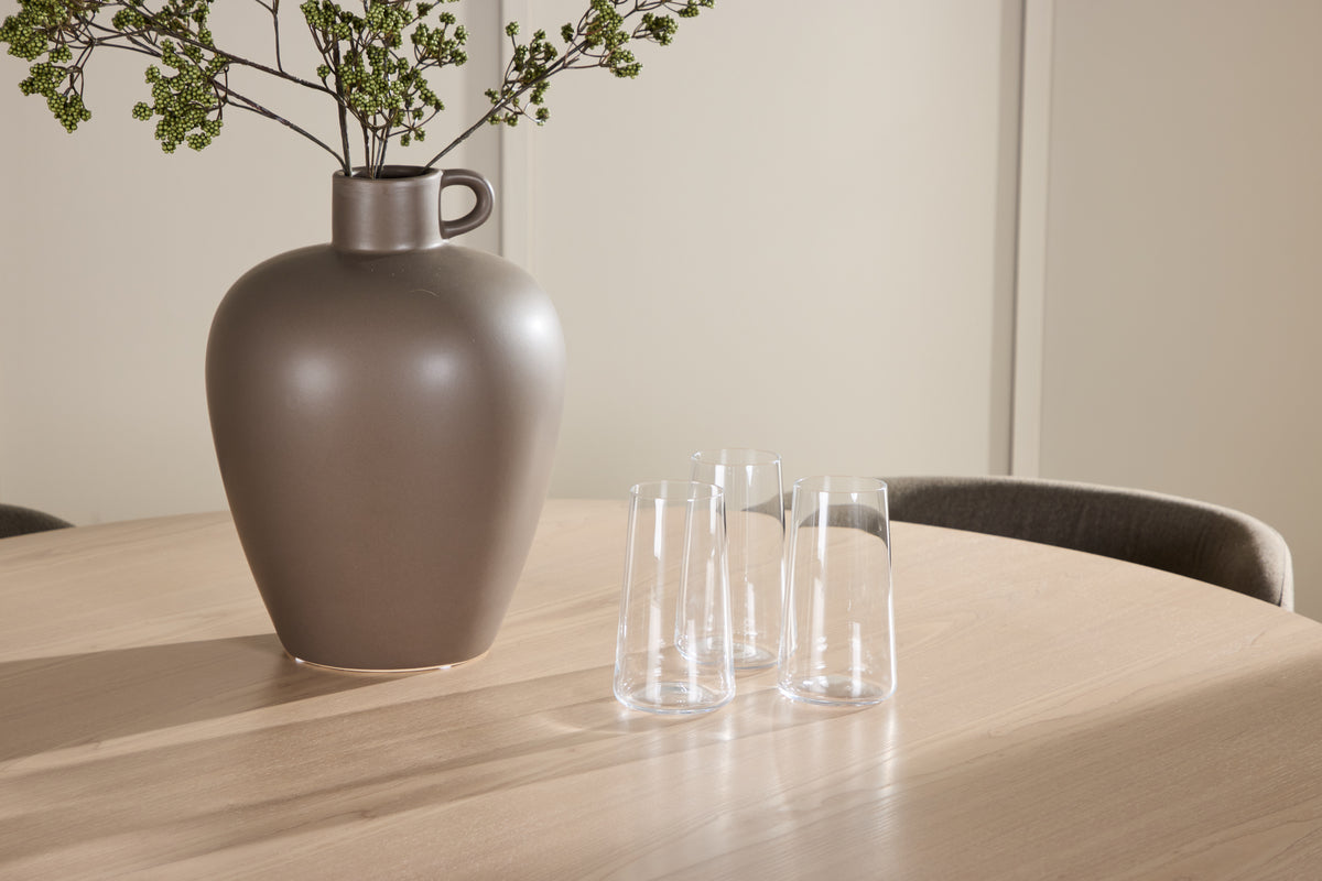 Venture Design Edina & Flora Matstolar 2-pack Brun + Runda Matbord ⌀120 Vitputsad