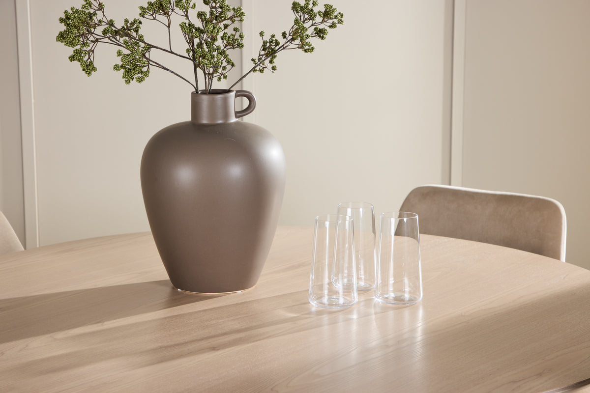 Venture Design Night & Flora Matstolar 2-pack Beige + Runda Matbord ⌀120 Vitputsad