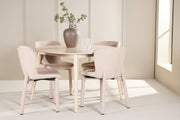 Venture Design Flora & Astoria Runda Matbord ⌀120 Vitputsad + Matstolar 2-pack Beige