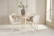 Venture Design Flora & Lilja Runda Matbord ⌀120 Vitputsad + Matstolar 2-pack Beige