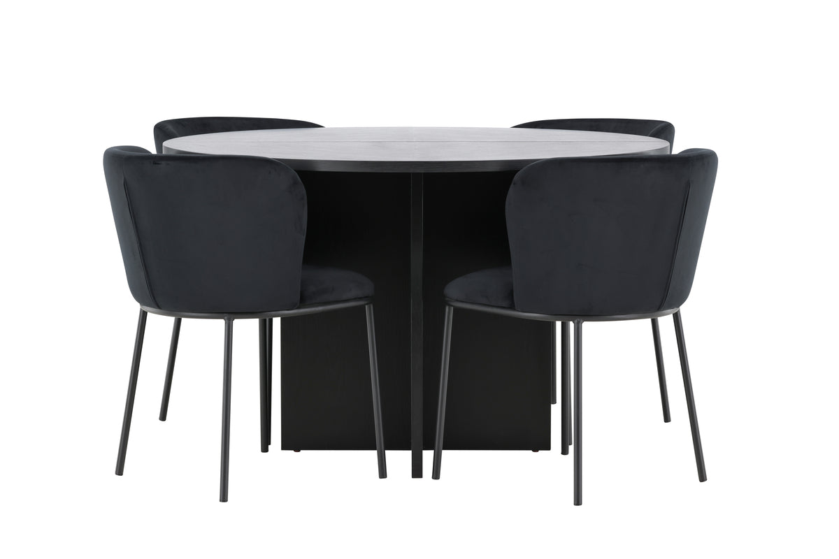 Venture Design Edina & Strada Matstolar 2-pack Svart + Rektangulära Matbord ⌀120 Svart