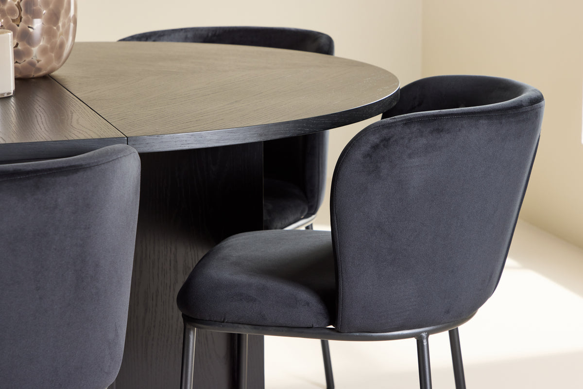 Venture Design Edina & Strada Matstolar 2-pack Svart + Rektangulära Matbord ⌀120 Svart