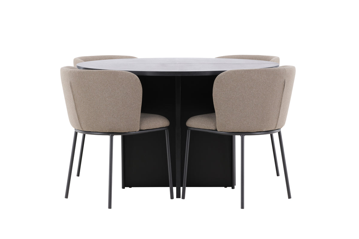 Venture Design Edina & Strada Matstolar 2-pack Brun + Rektangulära Matbord ⌀120 Svart