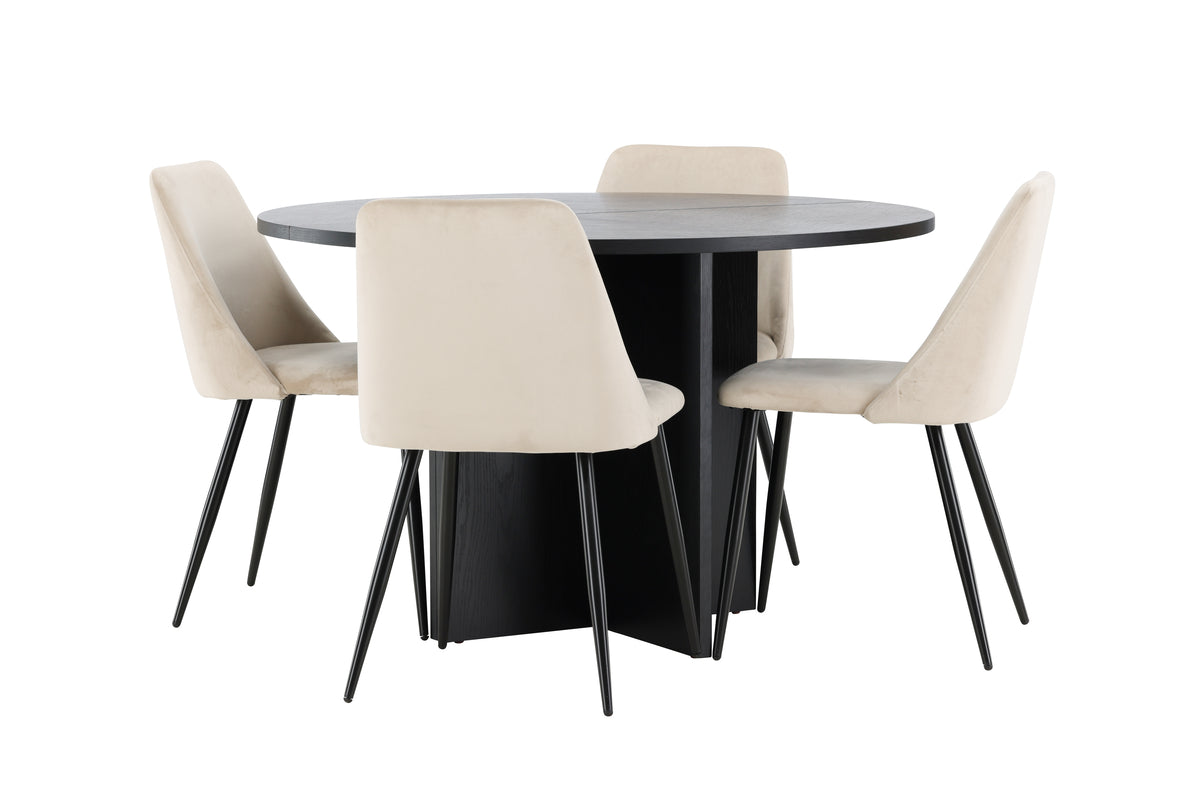 Venture Design Night & Strada Matstolar 2-pack Beige + Rektangulära Matbord ⌀120 Svart