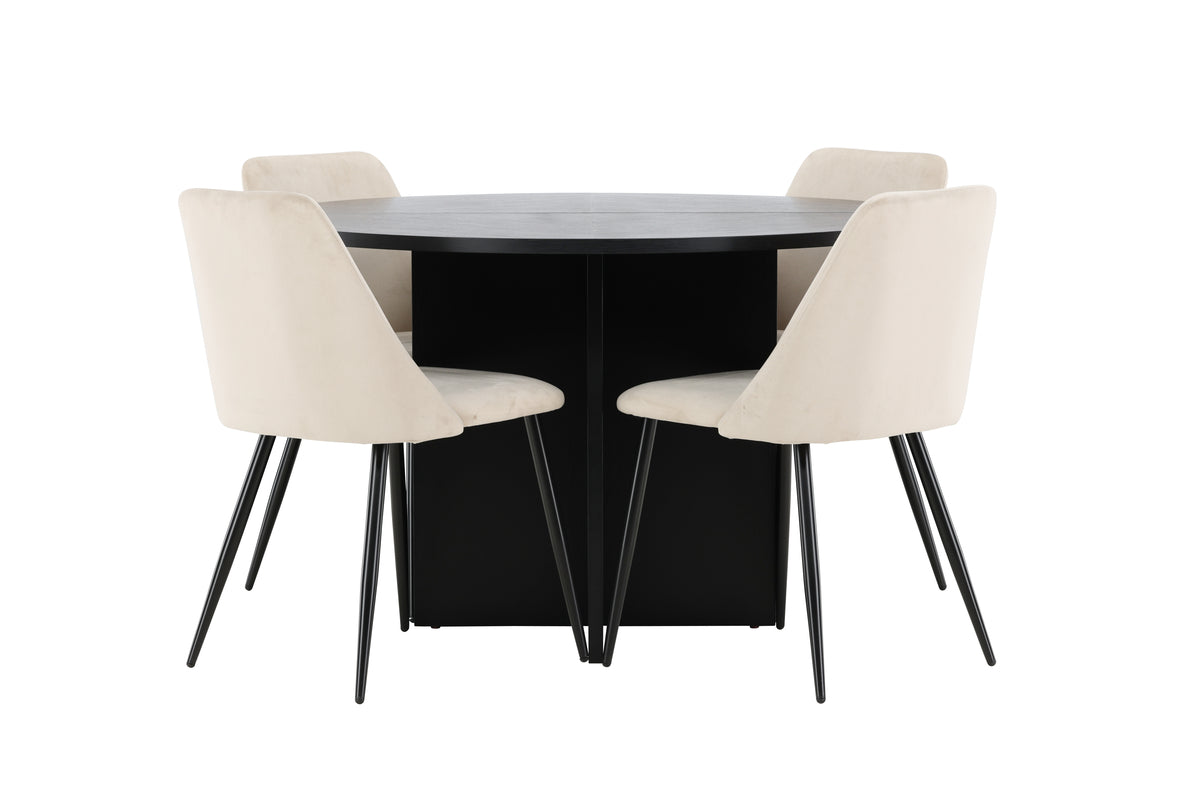 Venture Design Night & Strada Matstolar 2-pack Beige + Rektangulära Matbord ⌀120 Svart