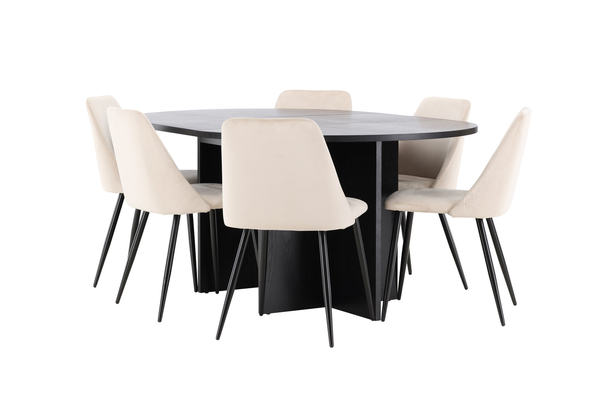 Venture Design Night & Strada Matstolar 2-pack Beige + Rektangulära Matbord ⌀120 Svart