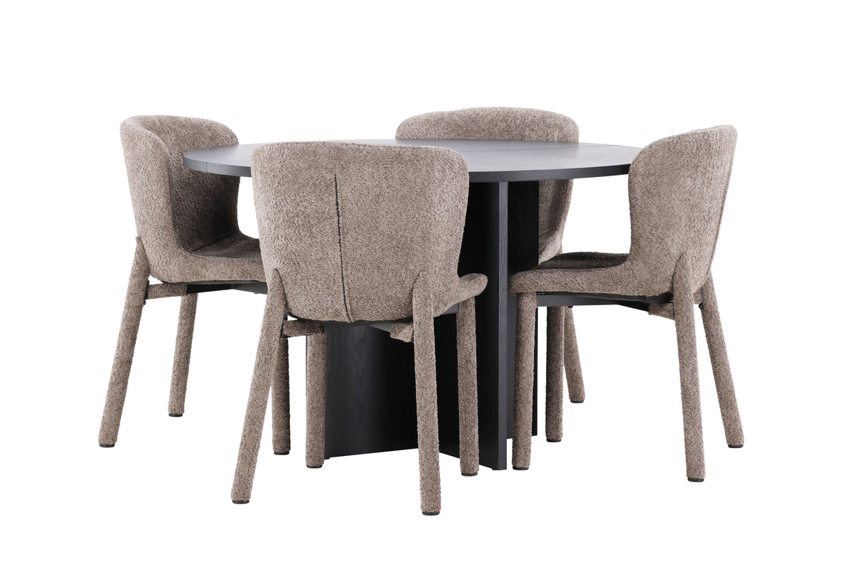 Venture Design Strada & Astoria Rektangulära Matbord ⌀120 Svart + Matstolar 2-pack Brun