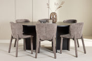 Venture Design Strada & Astoria Rektangulära Matbord ⌀120 Svart + Matstolar 2-pack Brun