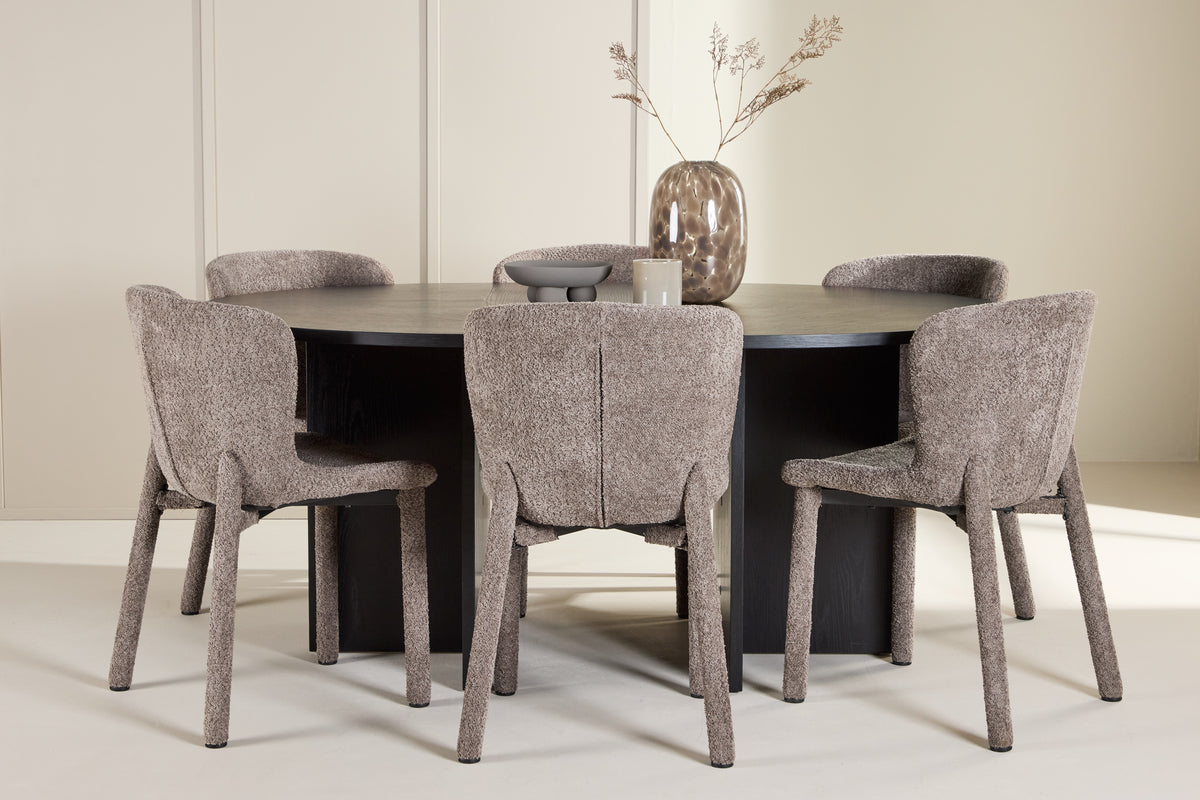 Venture Design Strada & Astoria Rektangulära Matbord ⌀120 Svart + Matstolar 2-pack Brun