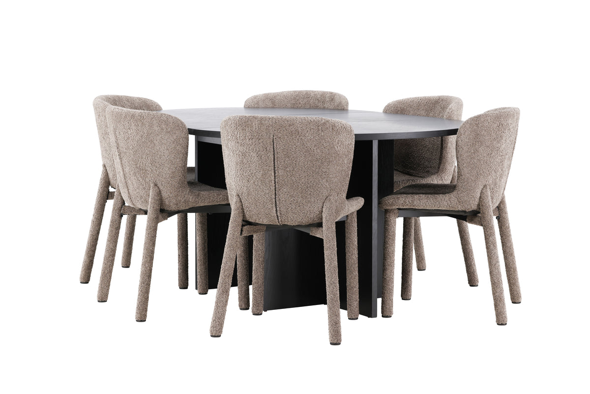 Venture Design Strada & Astoria Rektangulära Matbord ⌀120 Svart + Matstolar 2-pack Brun