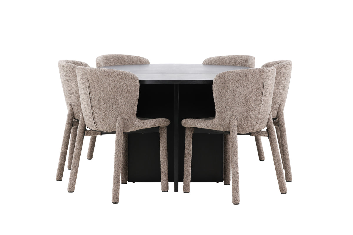 Venture Design Strada & Astoria Rektangulära Matbord ⌀120 Svart + Matstolar 2-pack Brun
