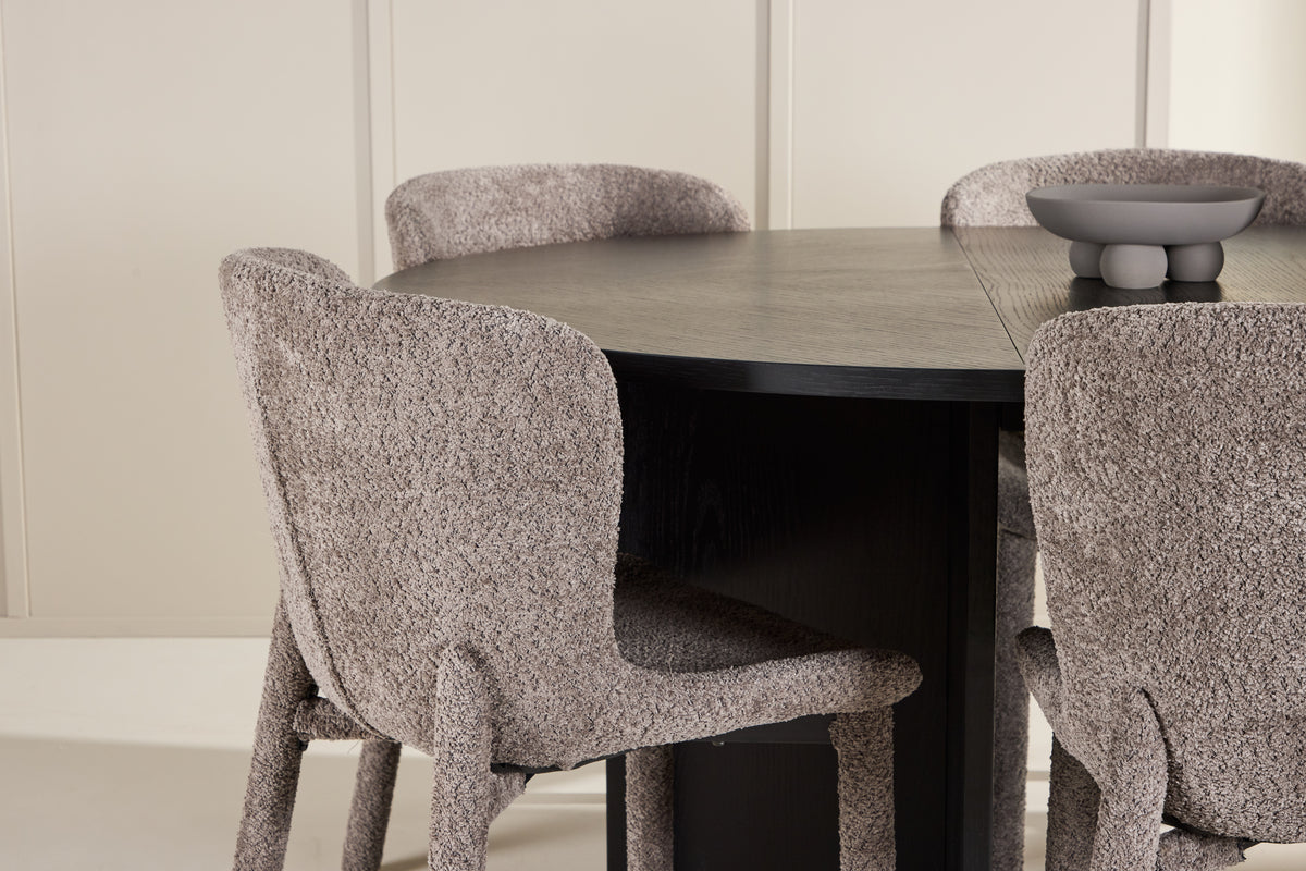 Venture Design Strada & Astoria Rektangulära Matbord ⌀120 Svart + Matstolar 2-pack Brun