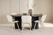 Venture Design Strada & Lilja Rektangulära Matbord ⌀120 Svart + Matstolar 2-pack Beige