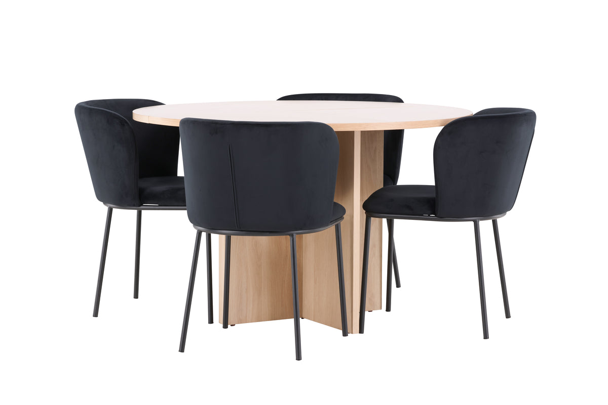Venture Design Edina & Strada Matstolar 2-pack Svart + Rektangulära Matbord ⌀120 Vitputsad