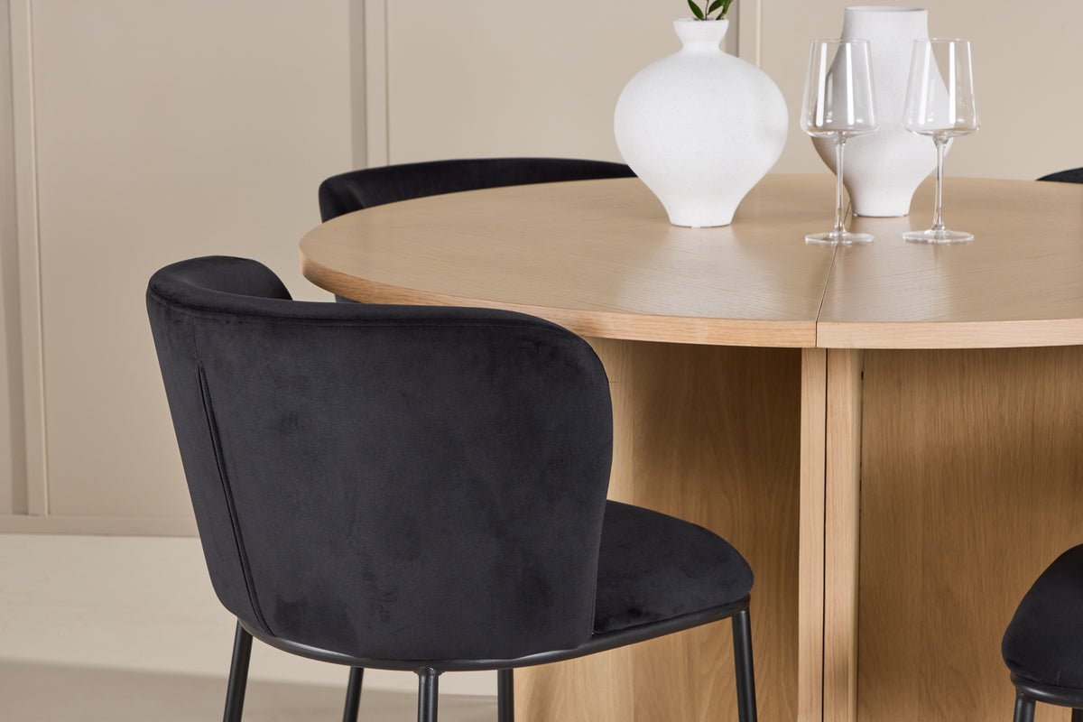 Venture Design Edina & Strada Matstolar 2-pack Svart + Rektangulära Matbord ⌀120 Vitputsad