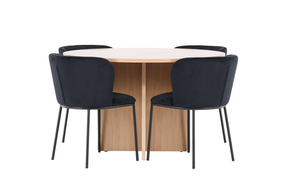 Venture Design Edina & Strada Matstolar 2-pack Svart + Rektangulära Matbord ⌀120 Vitputsad