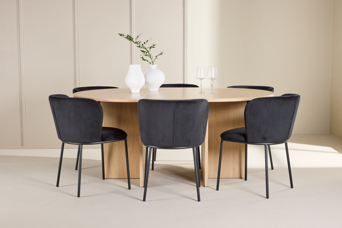 Venture Design Edina & Strada Matstolar 2-pack Svart + Rektangulära Matbord ⌀120 Vitputsad