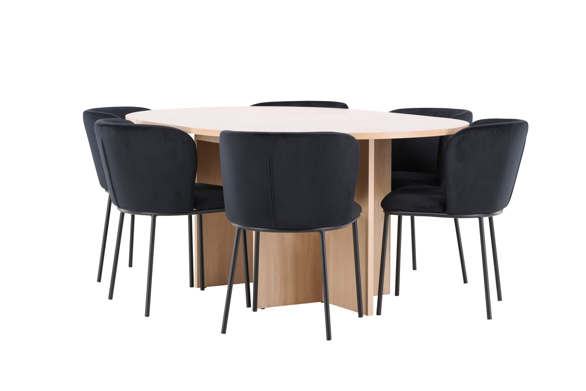 Venture Design Edina & Strada Matstolar 2-pack Svart + Rektangulära Matbord ⌀120 Vitputsad