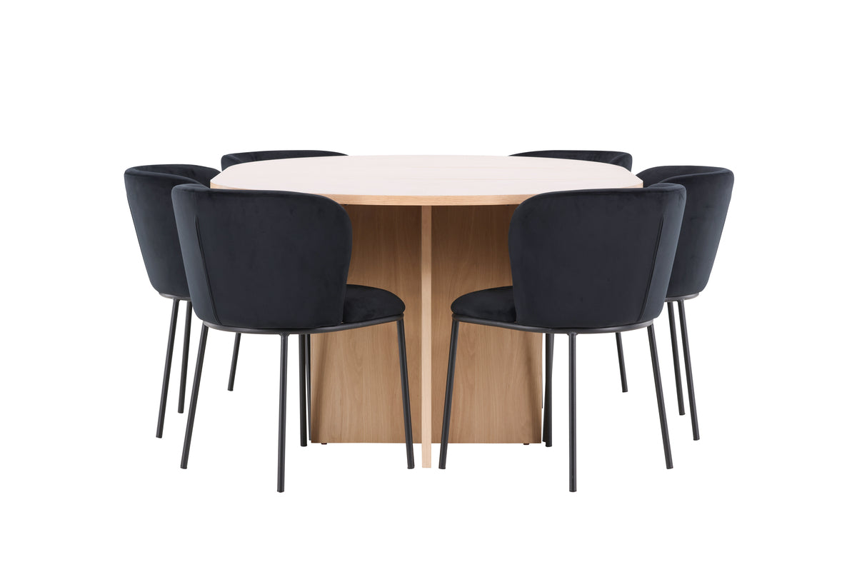 Venture Design Edina & Strada Matstolar 2-pack Svart + Rektangulära Matbord ⌀120 Vitputsad