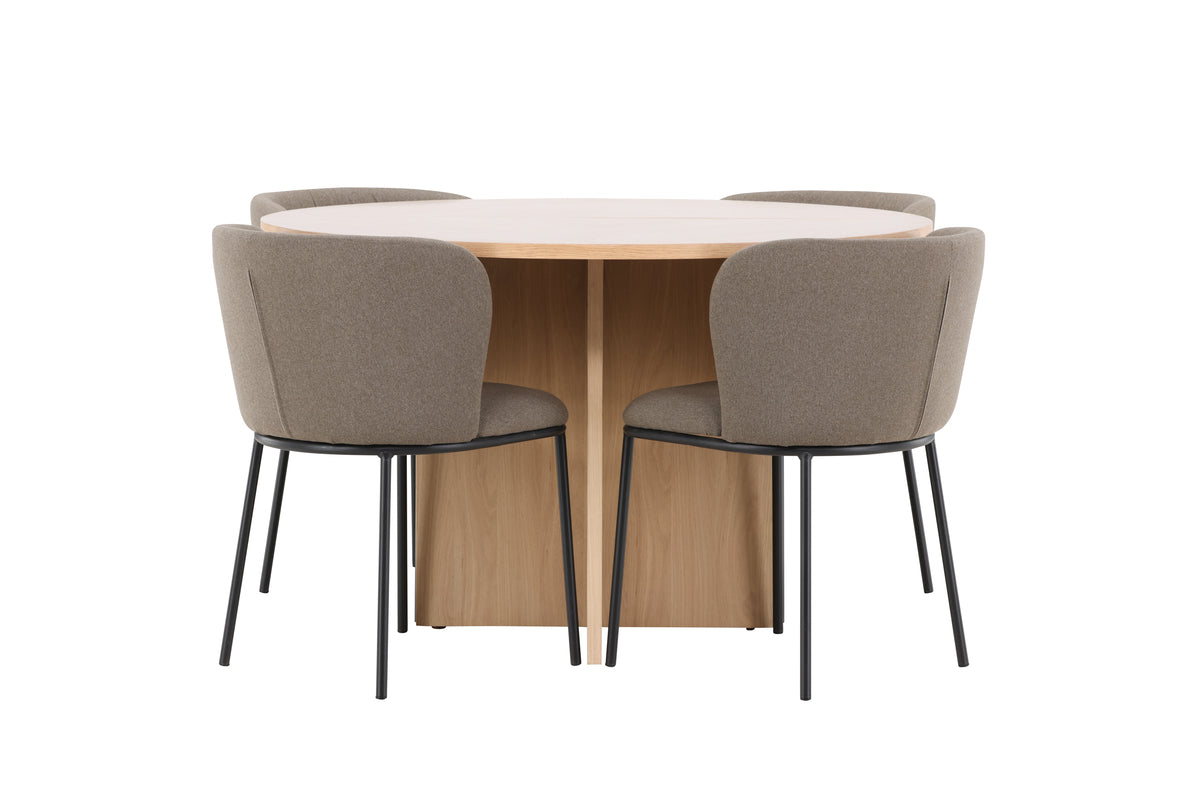 Venture Design Edina & Strada Matstolar 2-pack Brun + Rektangulära Matbord ⌀120 Vitputsad