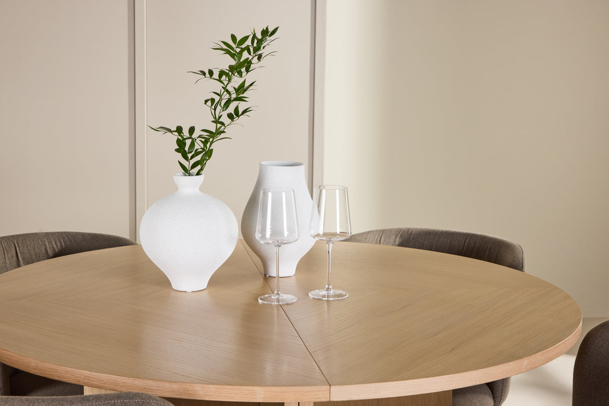 Venture Design Edina & Strada Matstolar 2-pack Brun + Rektangulära Matbord ⌀120 Vitputsad