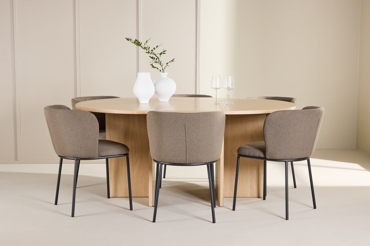 Venture Design Edina & Strada Matstolar 2-pack Brun + Rektangulära Matbord ⌀120 Vitputsad