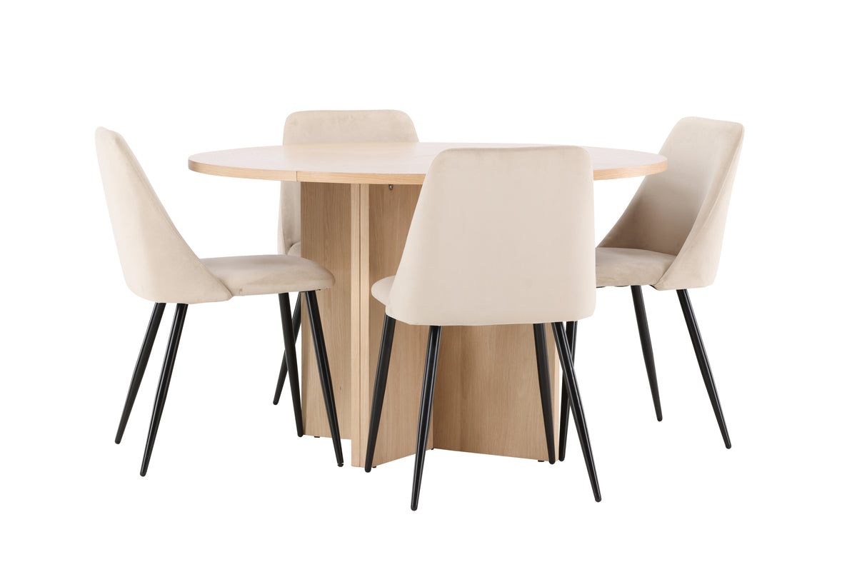 Venture Design Night & Strada Matstolar 2-pack Beige + Rektangulära Matbord ⌀120 Vitputsad