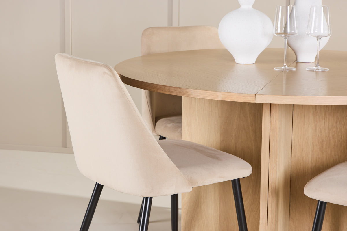 Venture Design Night & Strada Matstolar 2-pack Beige + Rektangulära Matbord ⌀120 Vitputsad