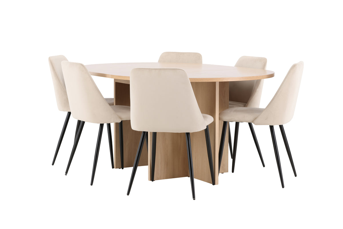 Venture Design Night & Strada Matstolar 2-pack Beige + Rektangulära Matbord ⌀120 Vitputsad