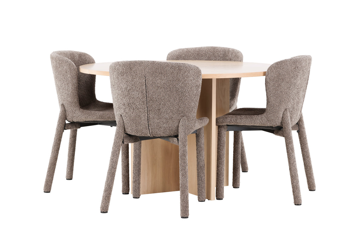 Venture Design Strada & Astoria Rektangulära Matbord ⌀120 Vitputsad + Matstolar 2-pack Brun