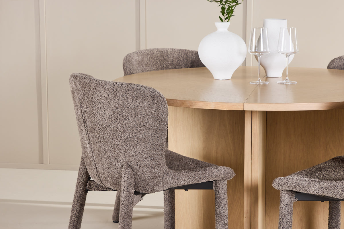 Venture Design Strada & Astoria Rektangulära Matbord ⌀120 Vitputsad + Matstolar 2-pack Brun