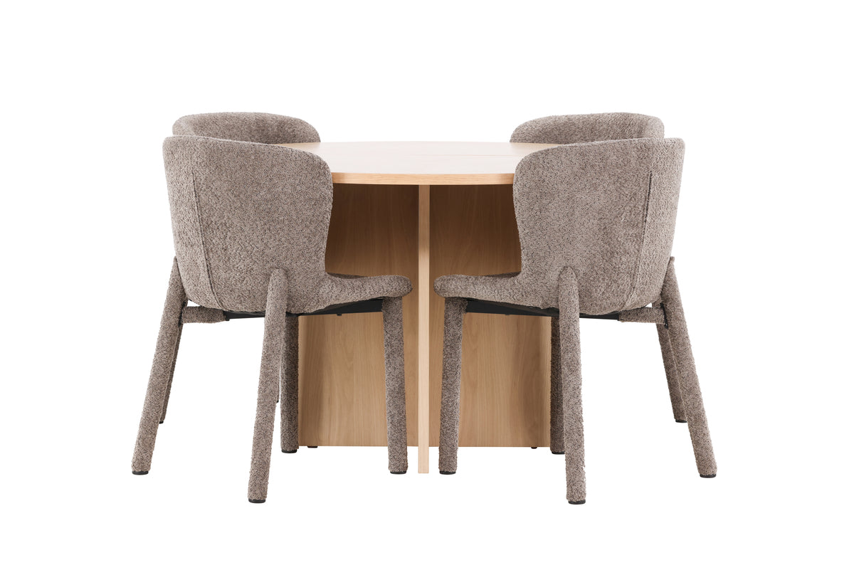Venture Design Strada & Astoria Rektangulära Matbord ⌀120 Vitputsad + Matstolar 2-pack Brun