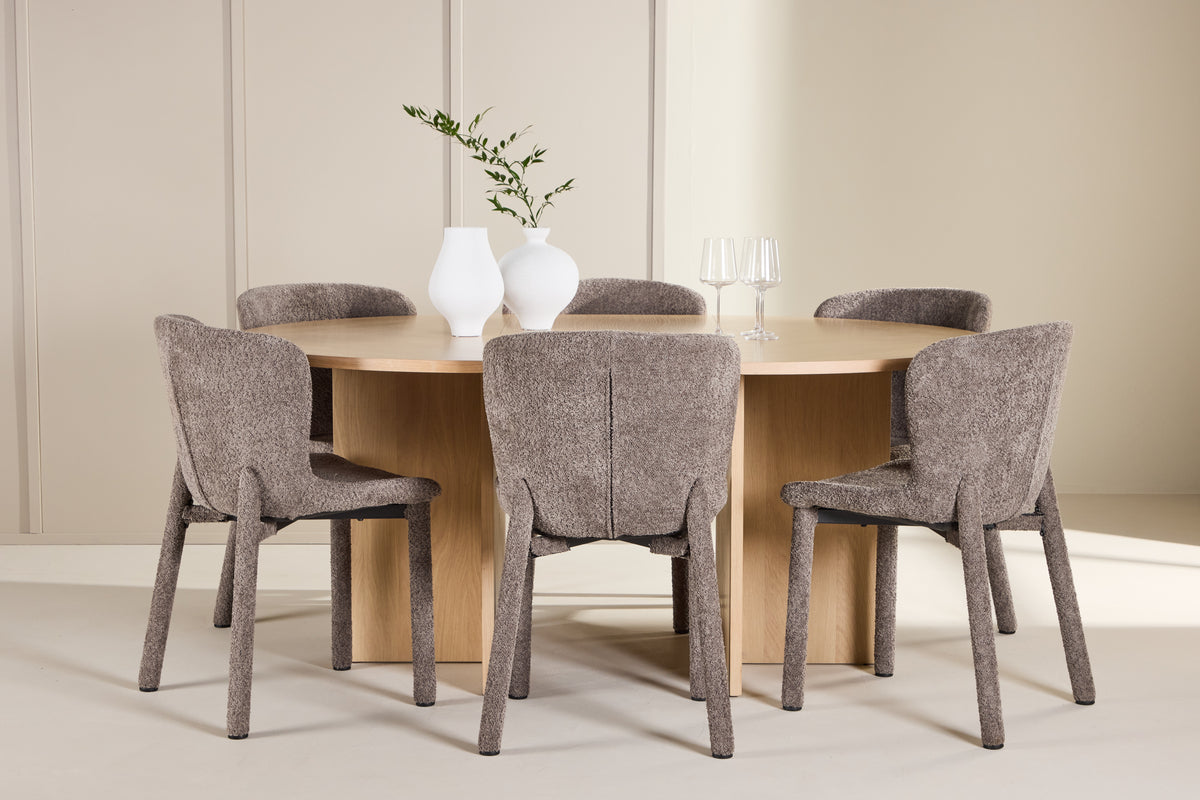 Venture Design Strada & Astoria Rektangulära Matbord ⌀120 Vitputsad + Matstolar 2-pack Brun