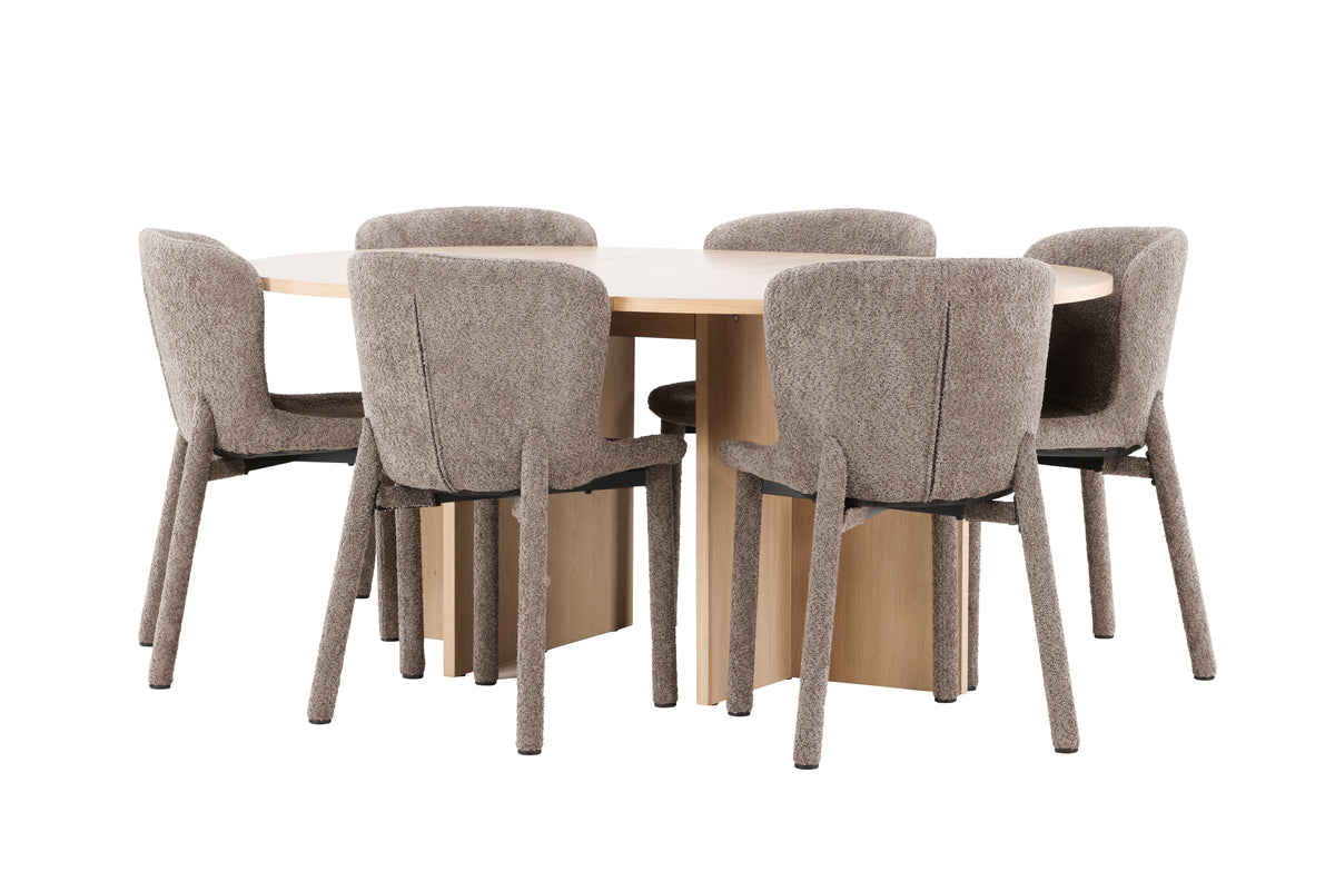 Venture Design Strada & Astoria Rektangulära Matbord ⌀120 Vitputsad + Matstolar 2-pack Brun