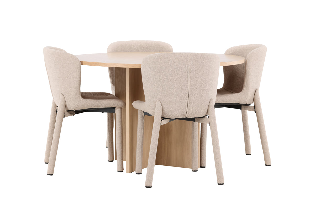 Venture Design Strada & Astoria Rektangulära Matbord ⌀120 Vitputsad + Matstolar 2-pack Beige