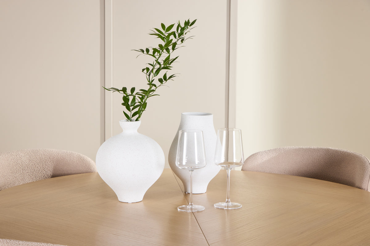 Venture Design Strada & Astoria Rektangulära Matbord ⌀120 Vitputsad + Matstolar 2-pack Beige