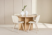 Venture Design Strada & Lilja Rektangulära Matbord ⌀120 Vitputsad + Matstolar 2-pack Beige