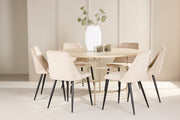 Venture Design Night & Copenhagen Matstolar 2-pack Beige + Runda Matbord ⌀140 Vitputsad