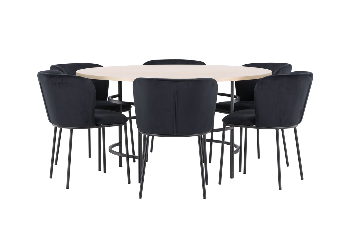 Venture Design Edina & Copenhagen Matstolar 2-pack Svart + Runda Matbord ⌀140 Vitputsad